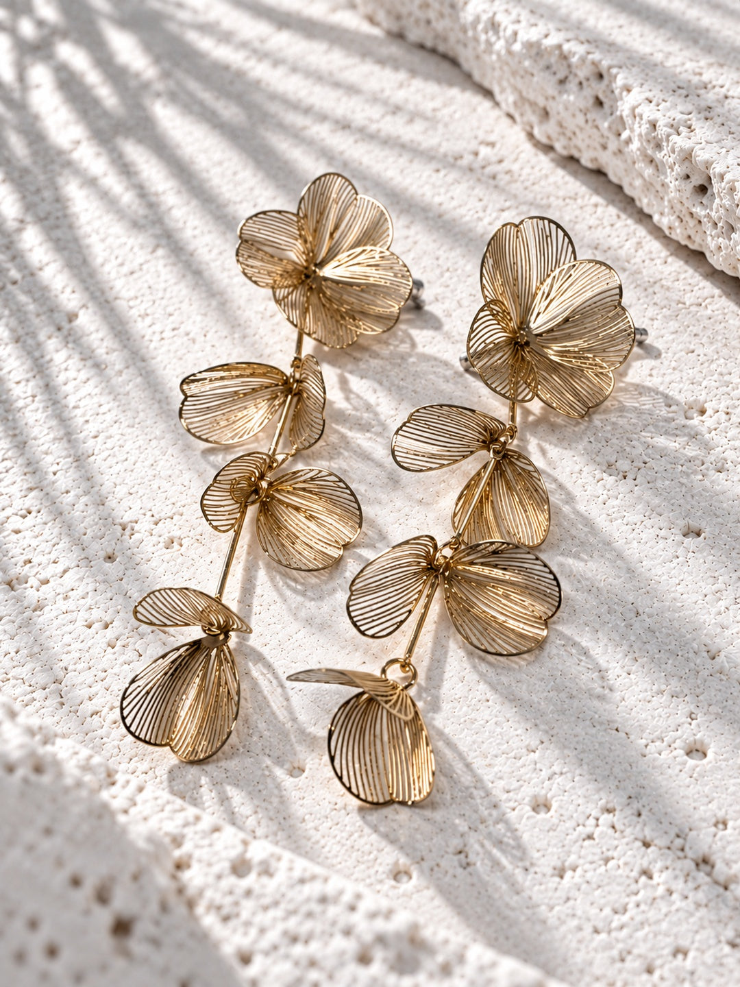 Niska gold-tone floral petal drop earrings view 2