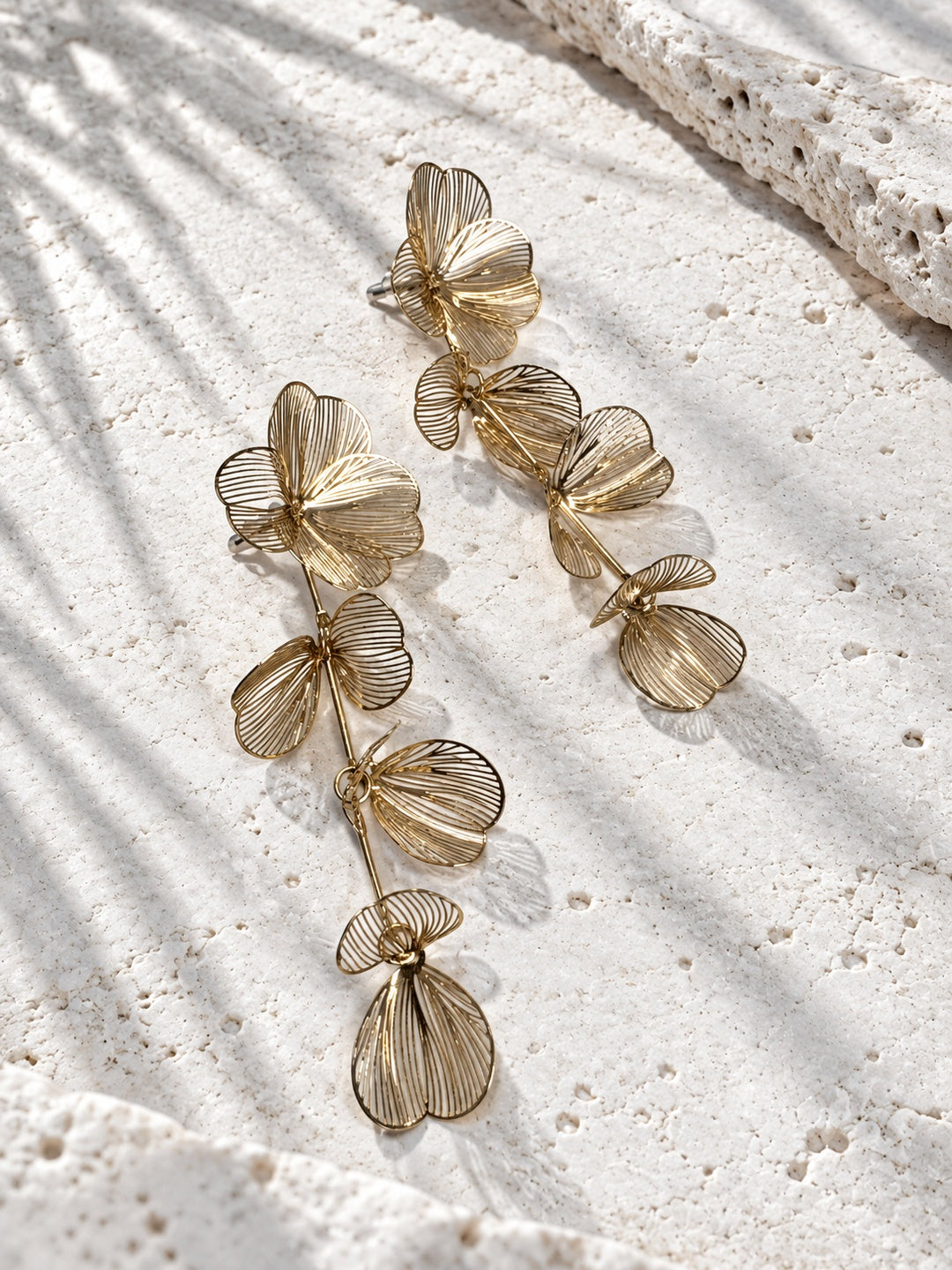 Niska gold-tone floral petal drop earrings view 5