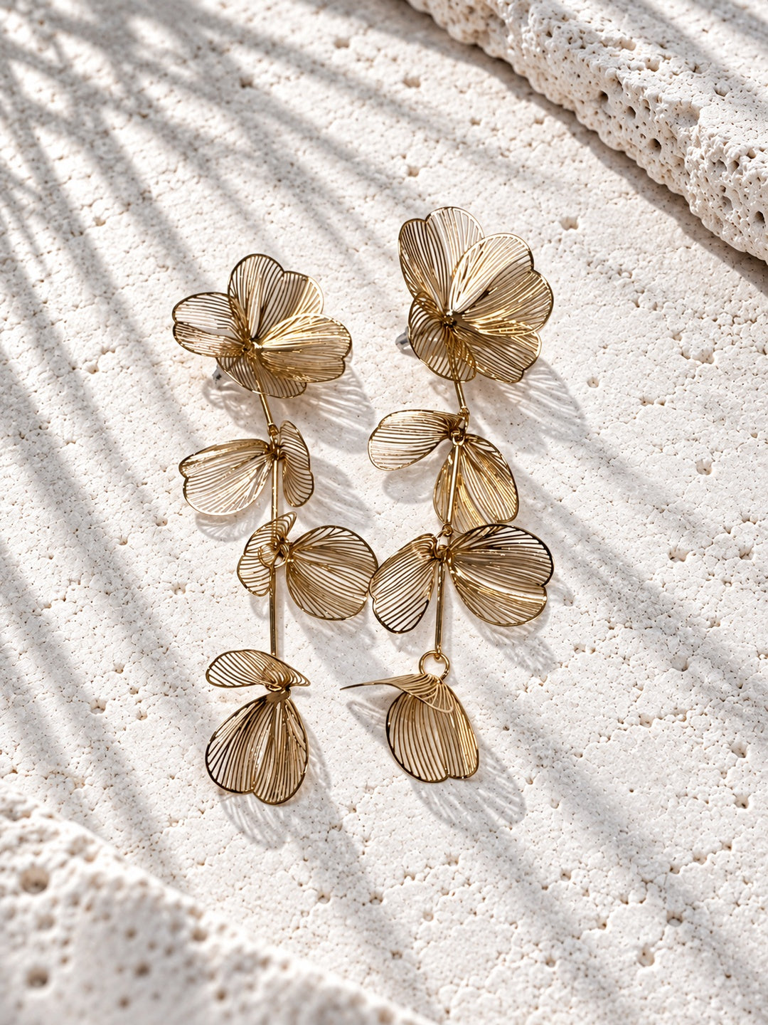 Niska gold-tone floral petal drop earrings view 8
