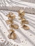 Niska gold-tone floral petal drop earrings view 9