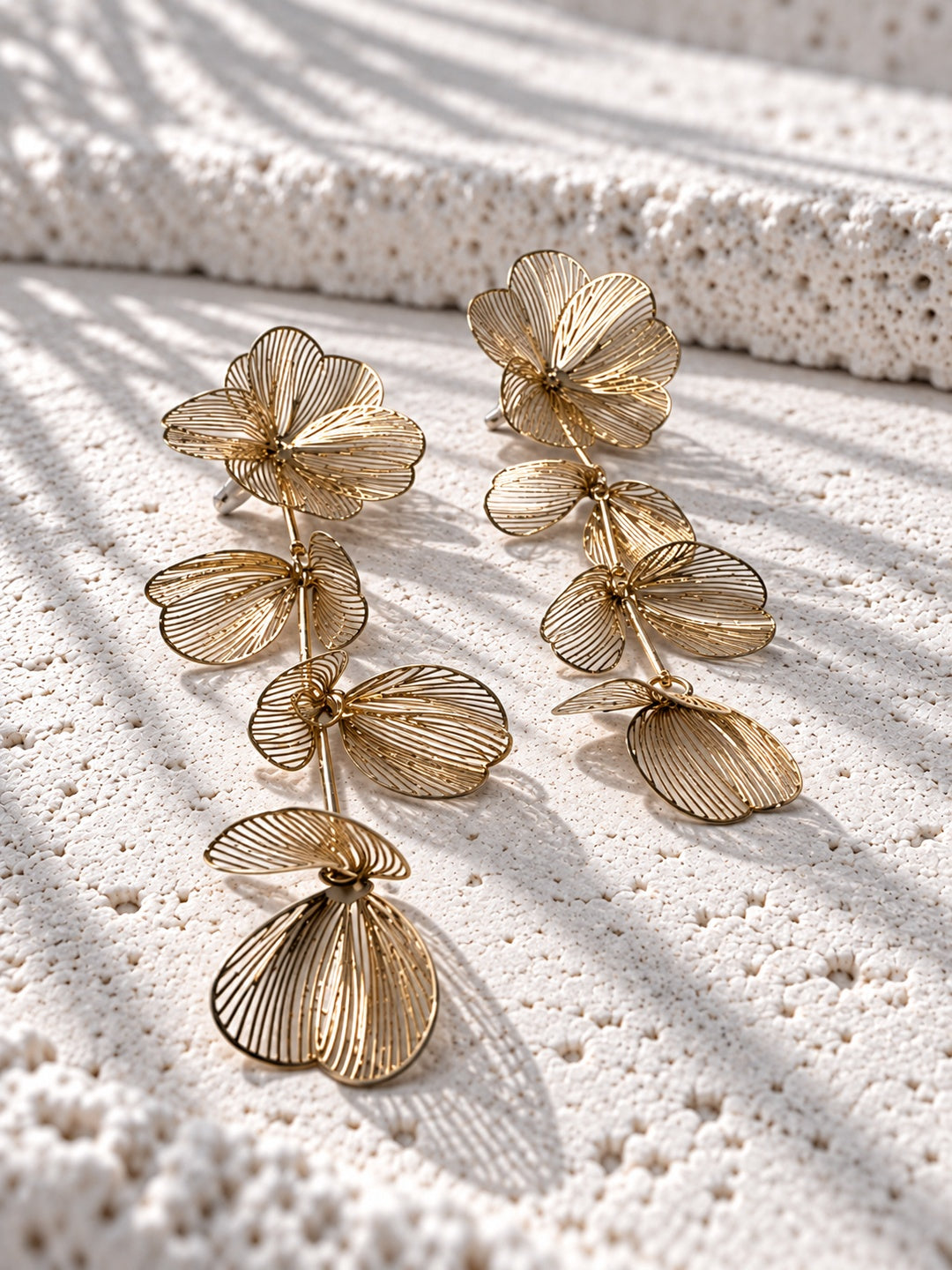 Niska gold-tone floral petal drop earrings view 9