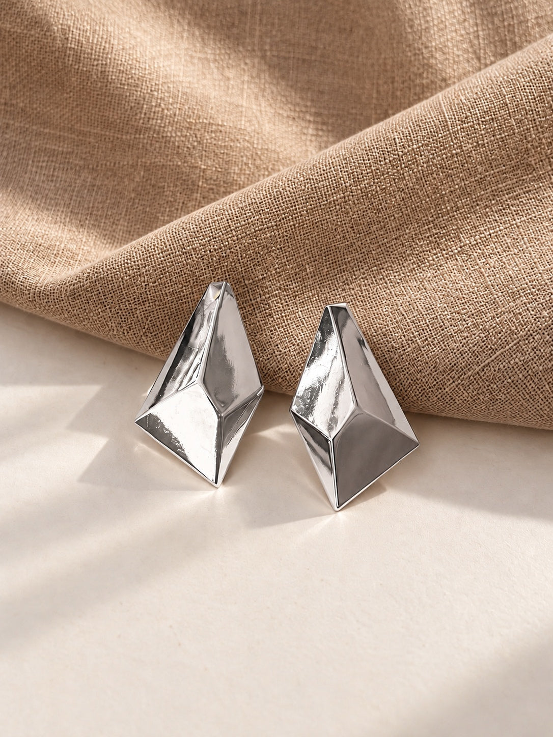 Niska silver geometric statement earrings, product angle 4