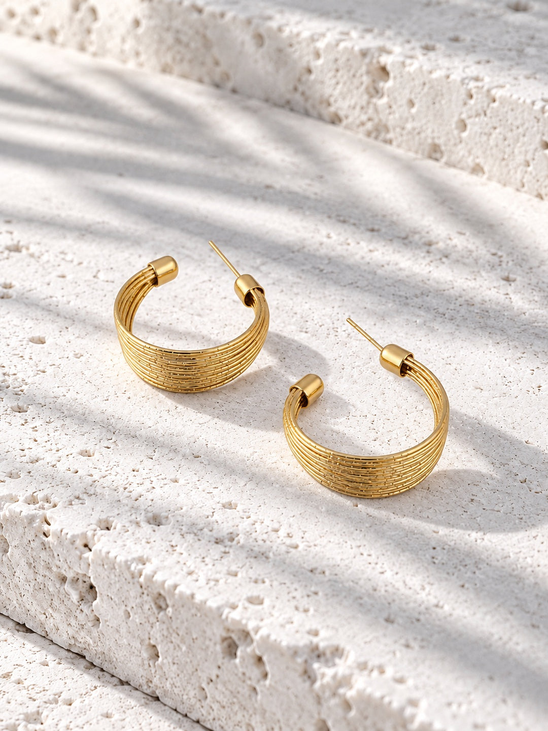 Niska gold-tone textured multi-band hoop earrings ER26N10259