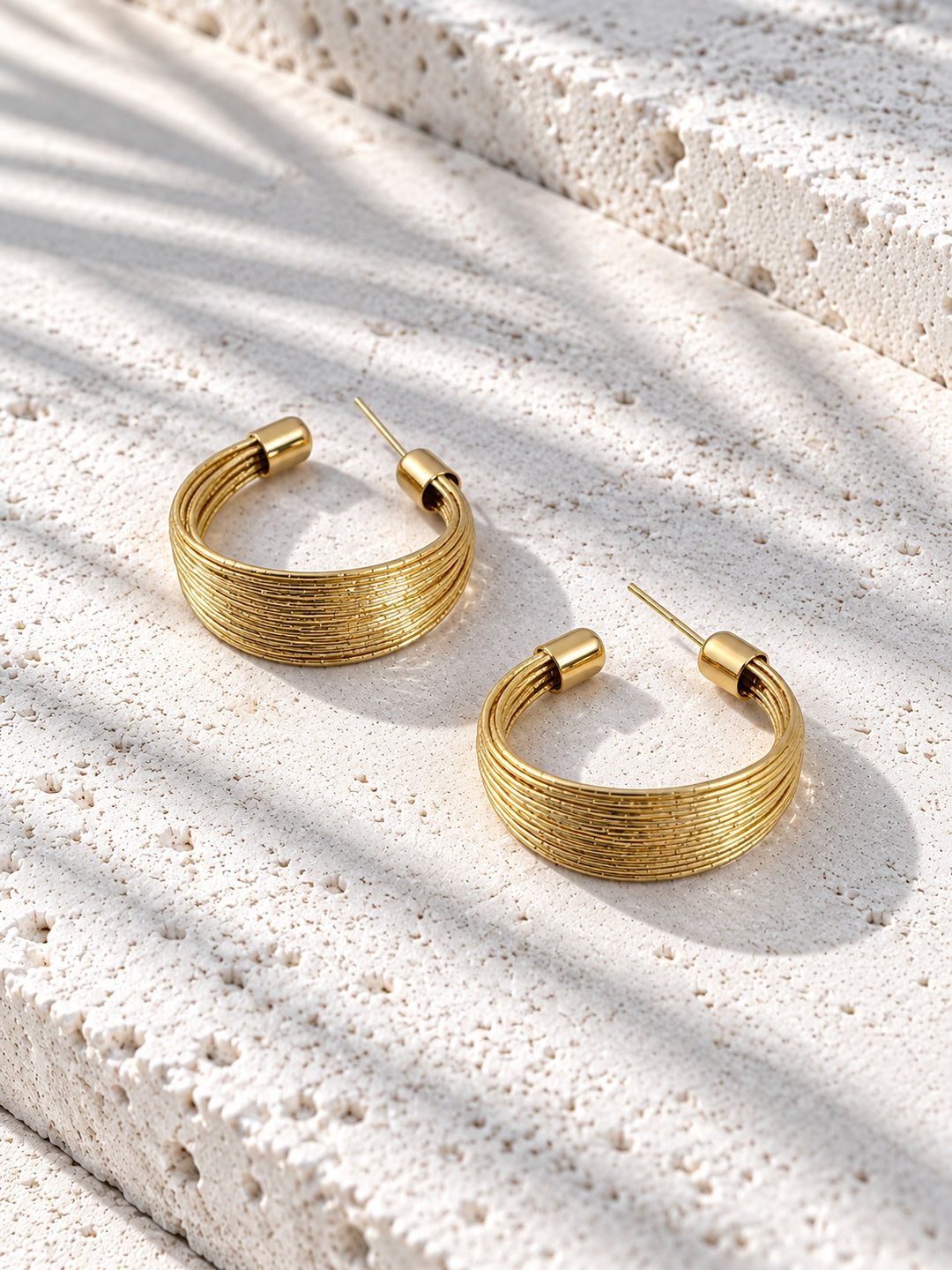 Niska gold-tone textured multi-band hoop earrings ER26N10259