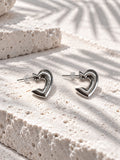 Niska silver-tone open heart stud earrings