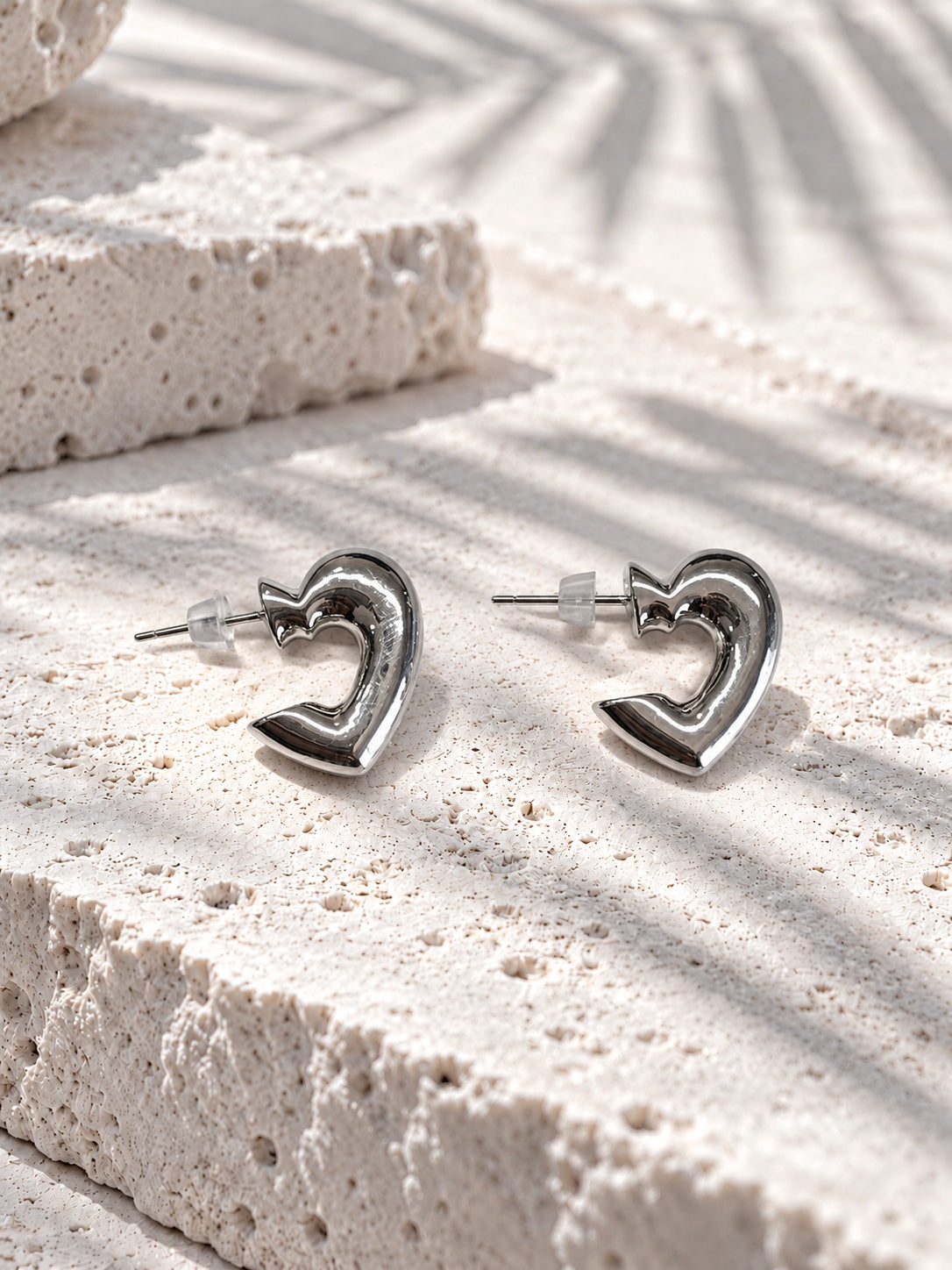 Niska silver-tone open heart stud earrings