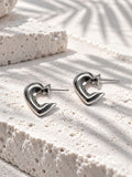 Niska silver-tone open heart stud earrings