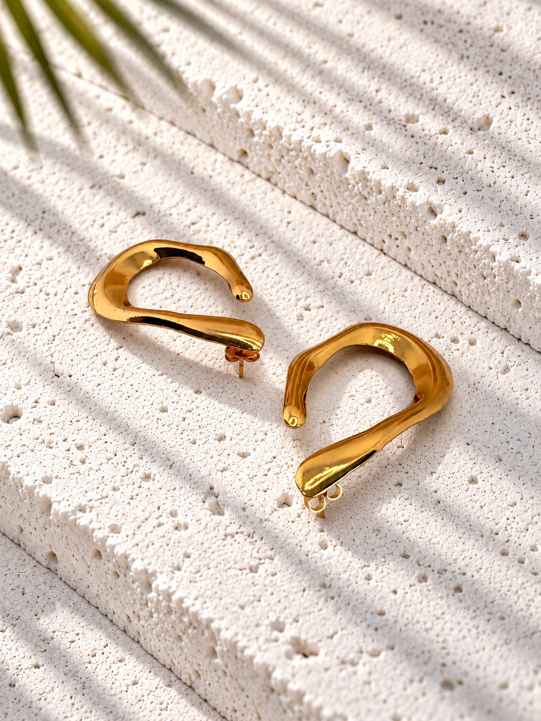 Niska sculptural gold-tone open teardrop earrings - product view 3