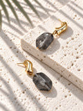 Niska smoky grey marbled resin drop earrings, product angle 4
