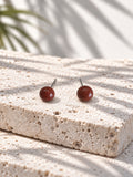 Brown sparkle ball stud earrings