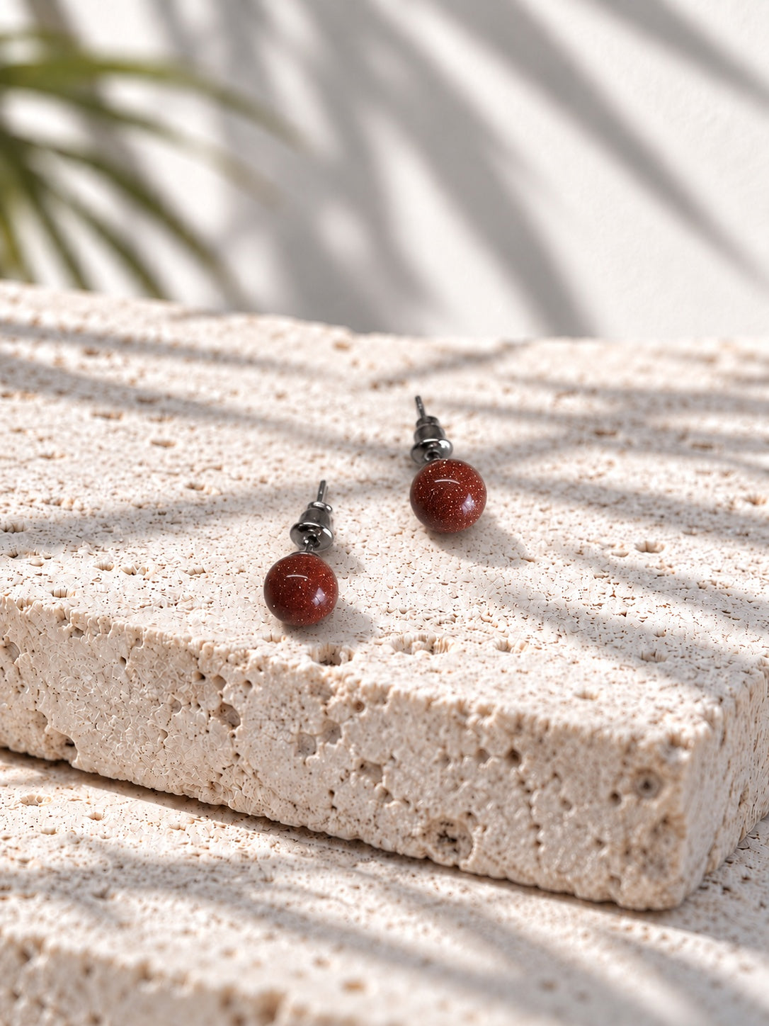 Brown sparkle ball stud earrings