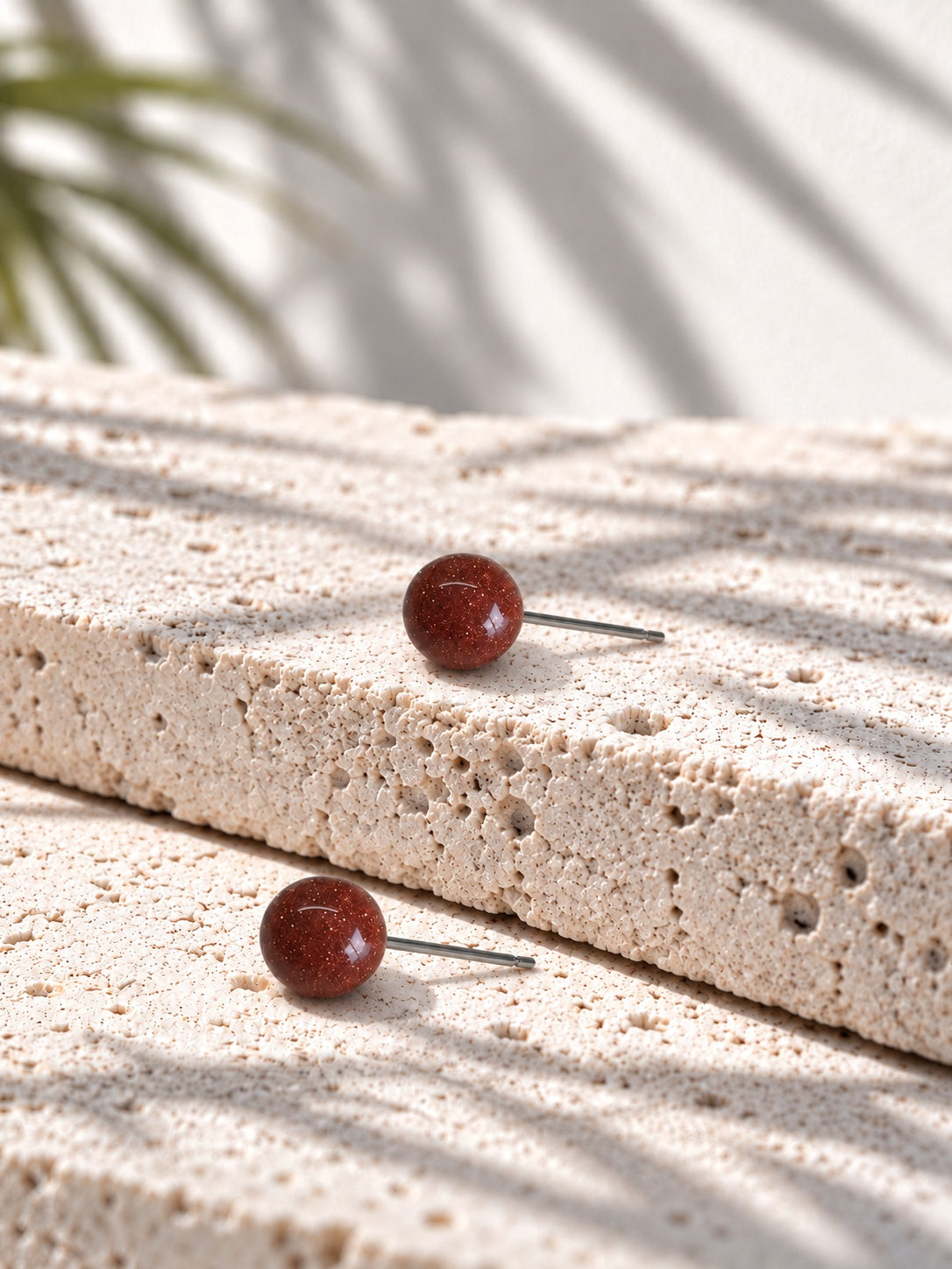 Brown sparkle ball stud earrings