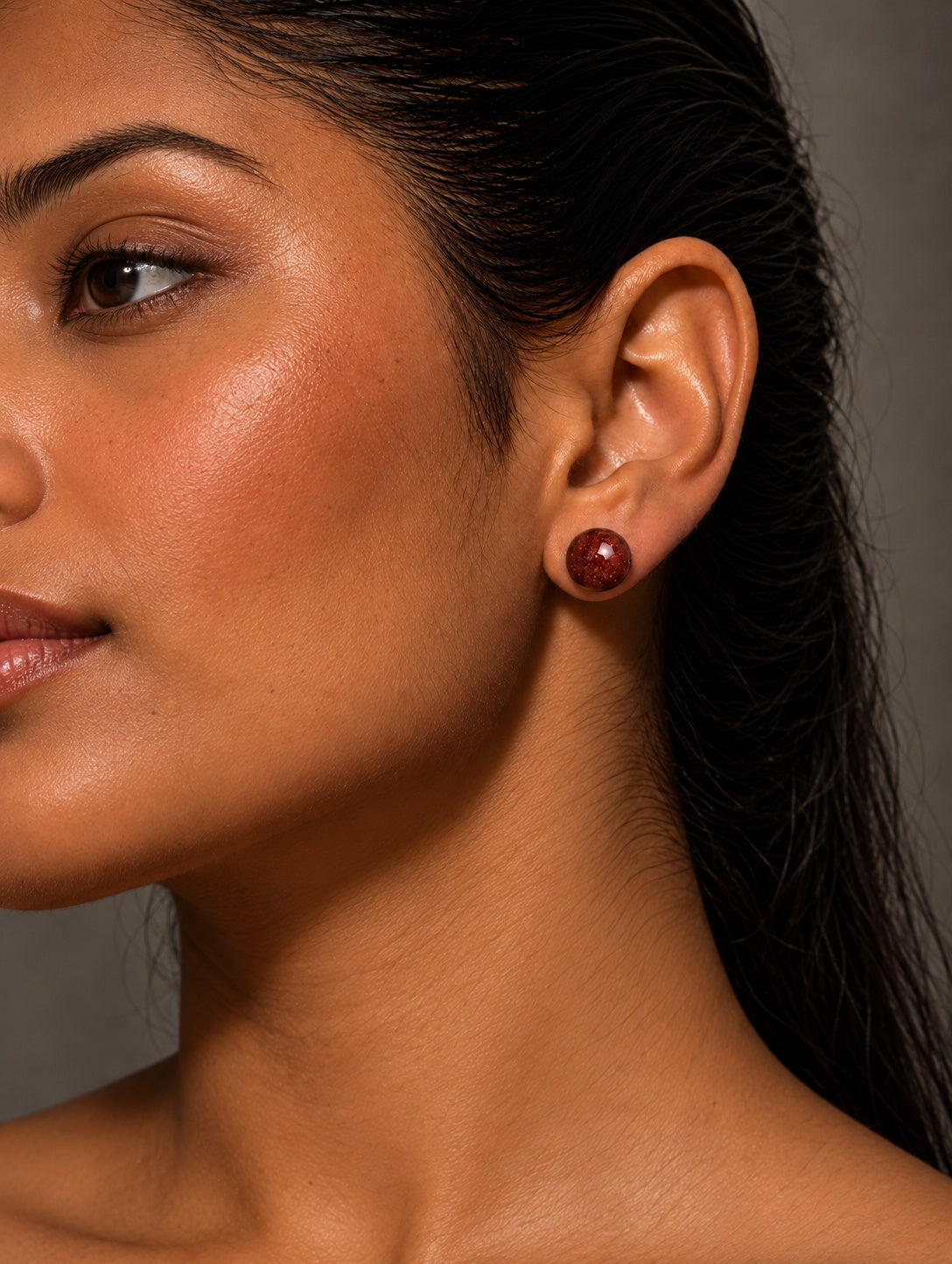 Brown sparkle ball stud earrings