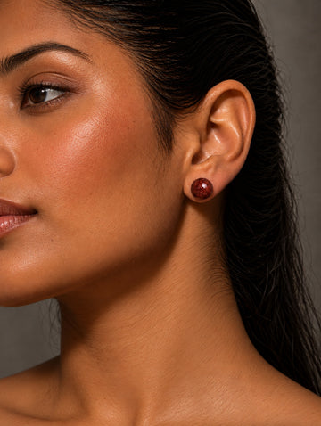 Brown sparkle ball stud earrings