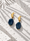 Blue resin and gold-tone drop earrings