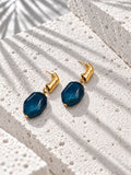 Blue resin and gold-tone drop earrings