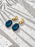 Blue resin and gold-tone drop earrings