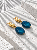 Blue resin and gold-tone drop earrings