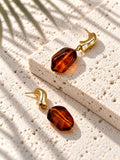 Niska cognac amber colour and gold-tone drop earrings