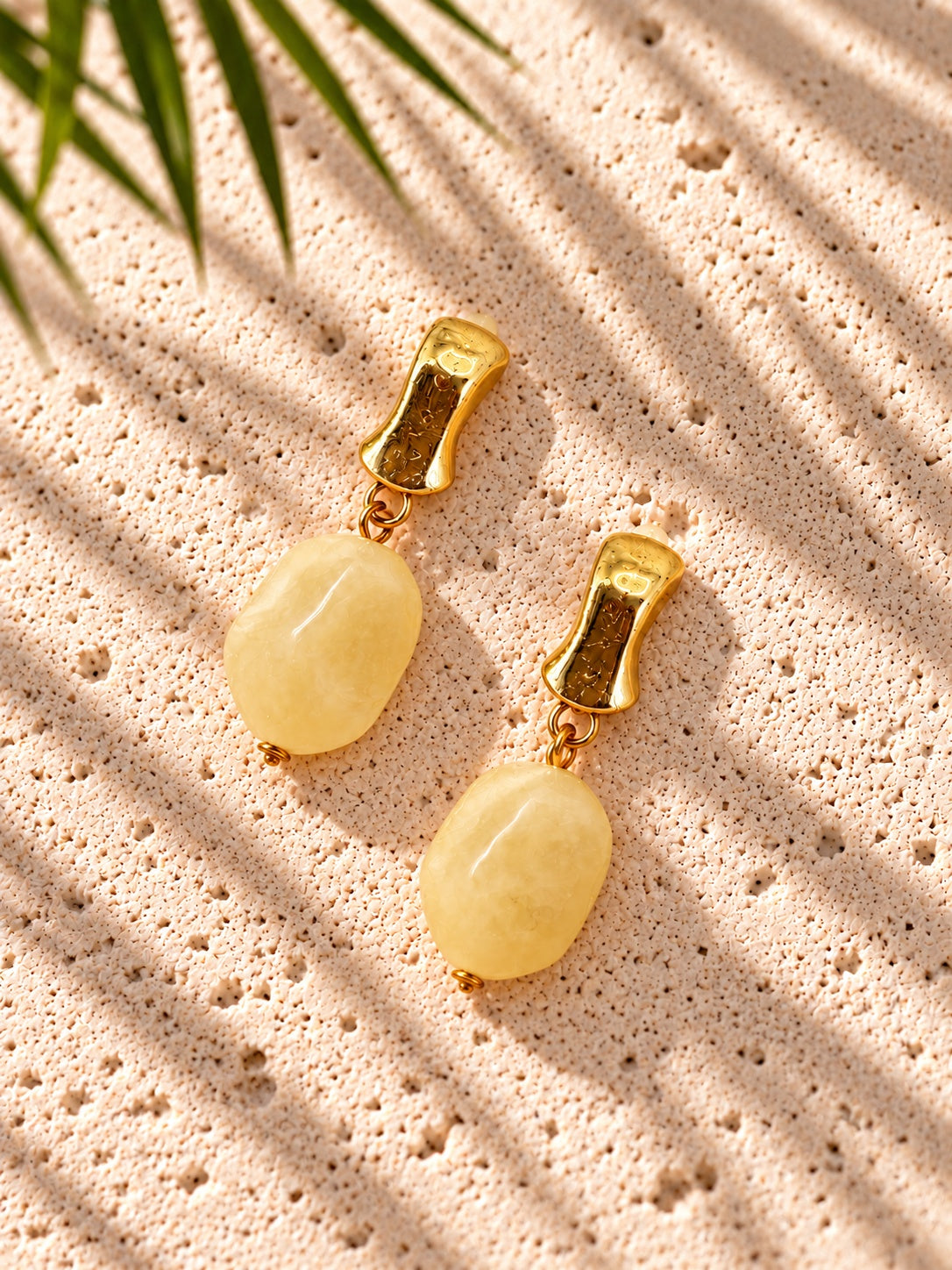 Pale yellow gold-tone drop earrings