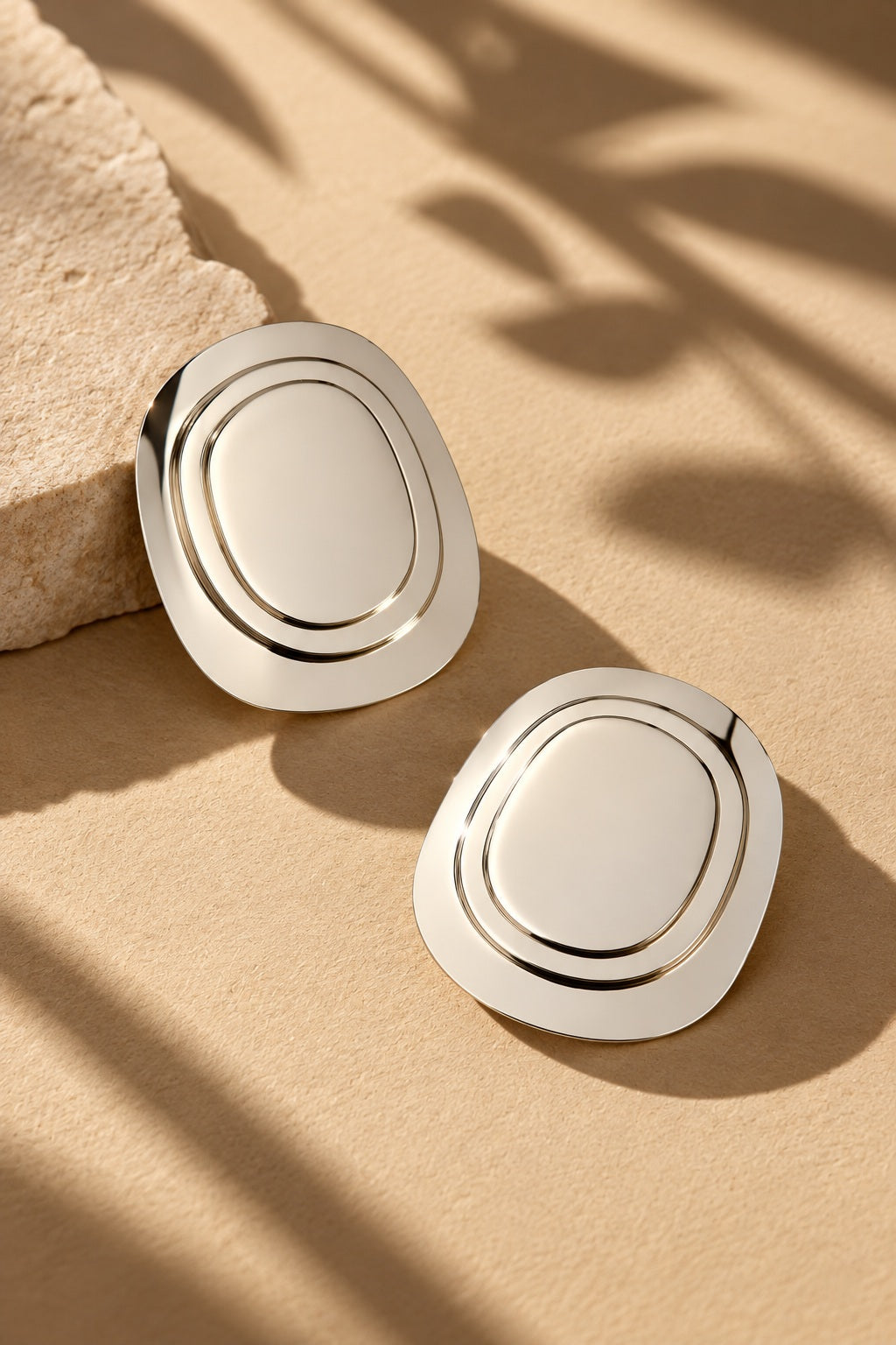 Concentric oval statement earrings alternate product angle