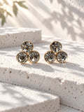 Niska triple crystal gold-tone stud earrings – front view