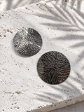Niska silver-tone textured round alloy statement earrings