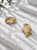 Niska gold-tone ginkgo leaf Resin earrings product view 6