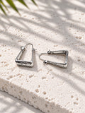 Silver-tone textured trapezoid hoop earrings