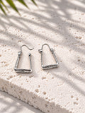 Silver-tone textured trapezoid hoop earrings
