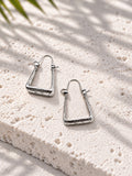 Silver-tone textured trapezoid hoop earrings