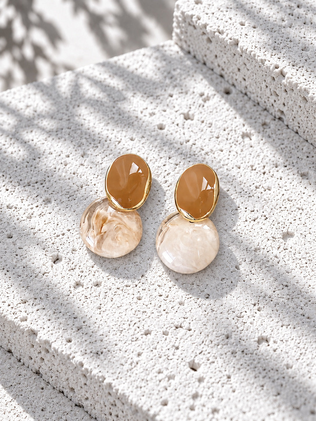 Niska Resin oval drop earrings with marbled drops – view 13