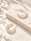 Niska ivory Resin hoop earrings on textured white stone
