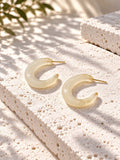Niska ivory Resin hoop earrings on textured white stone