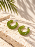 Olive green resin hoop earrings