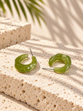 Olive green resin hoop earrings