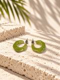 Olive green resin hoop earrings