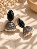 Monalisa stone oxidized jhumka earrings - view 3