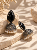 Monalisa stone oxidized jhumka earrings - view 4