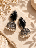 Monalisa stone oxidized jhumka earrings - view 5