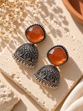 ER26N10341 Monalisa oxidized jhumka - top angle