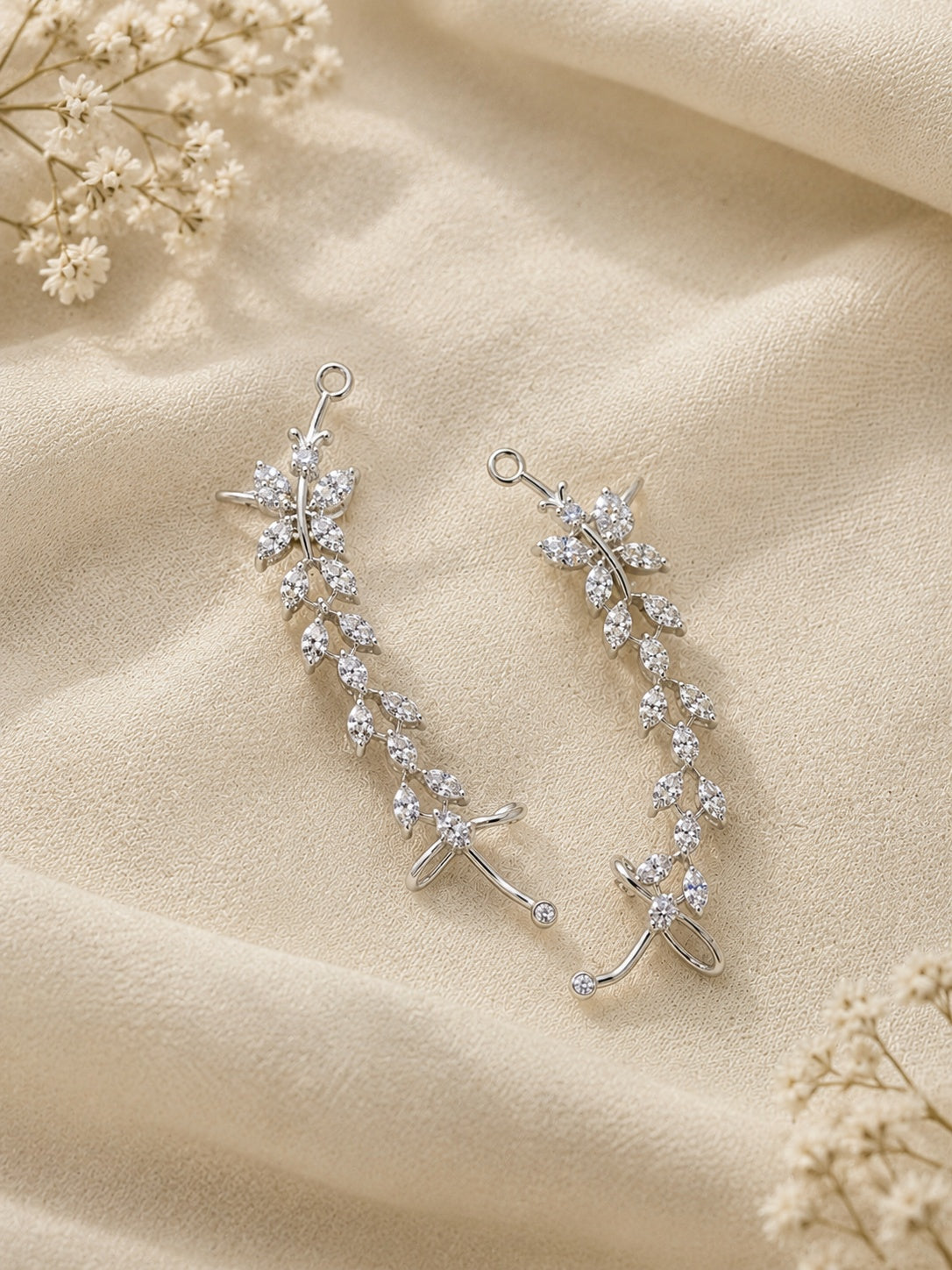 NISKA silver replica leaf vine ear cuff detail