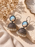 Monalisa oxidized silver jhumka