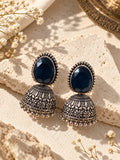 Monalisa Stone Silver Replica Jhumka - editorial angle 1