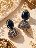Monalisa Stone Silver Replica Jhumka - editorial angle 4
