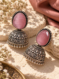 Monalisa Stone Silver Replica Jhumka Earrings stylized product shot