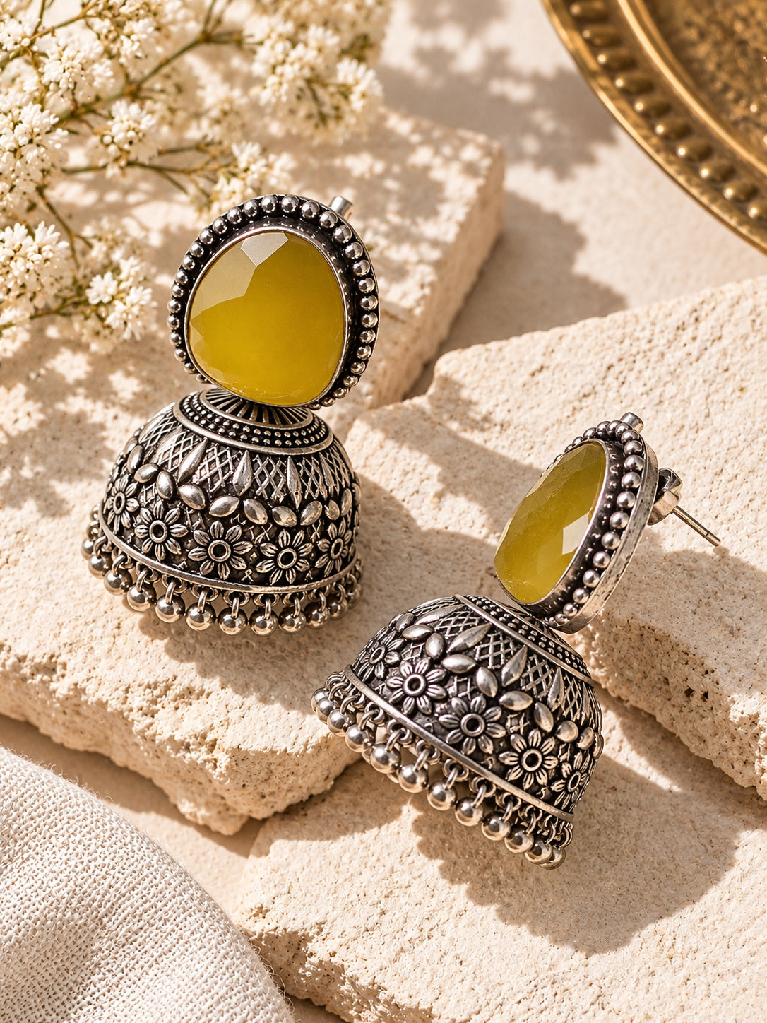 Monalisa Stone Silver replica jhumka product angle