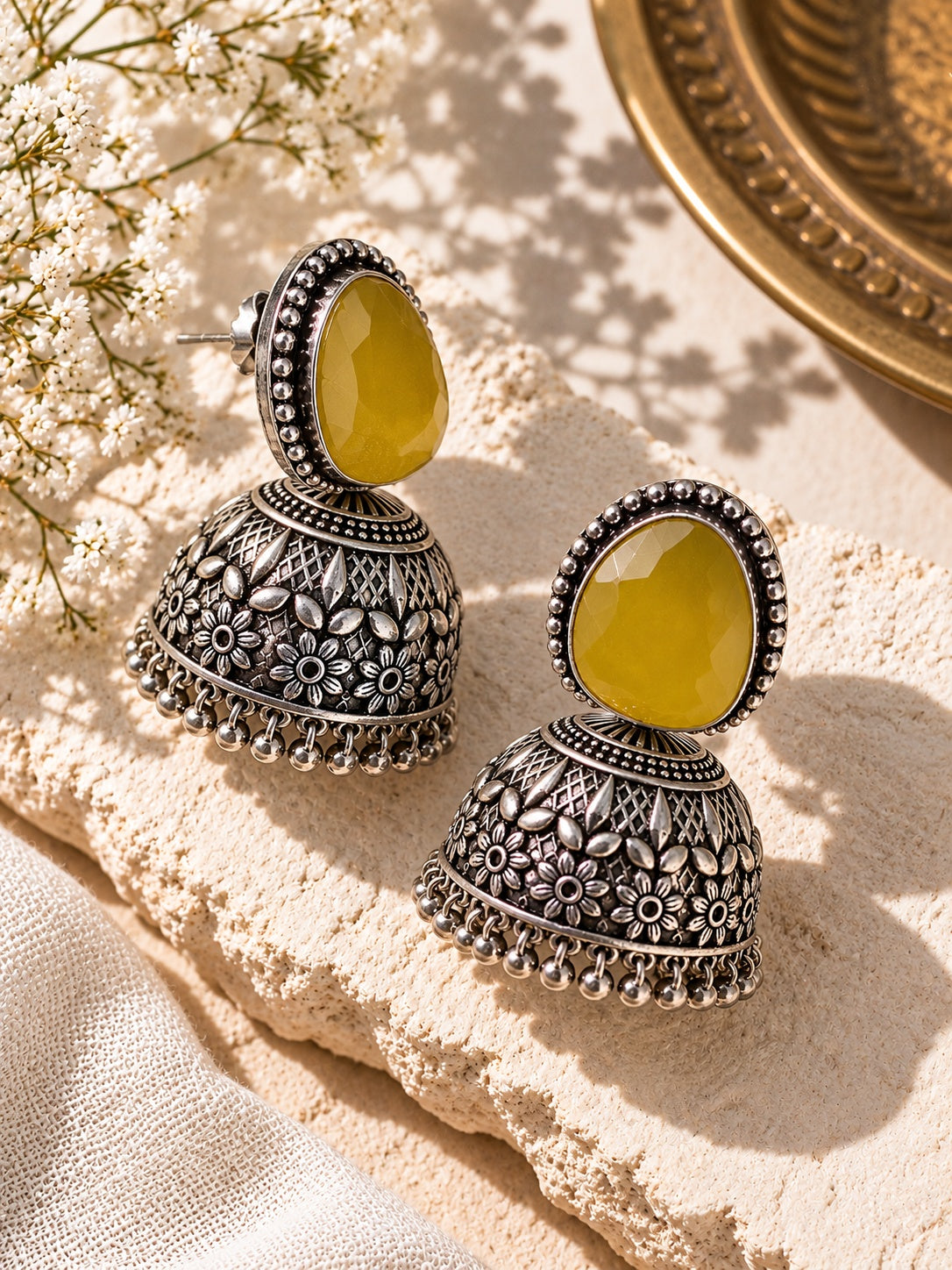 Monalisa Stone Silver replica jhumka product angle