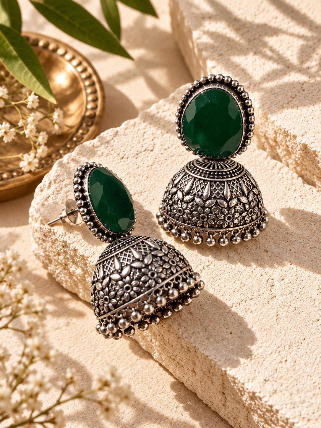 Monalisa Stone Silver Replica jhumka product angle