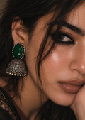Monalisa Stone Silver Replica jhumka worn on model